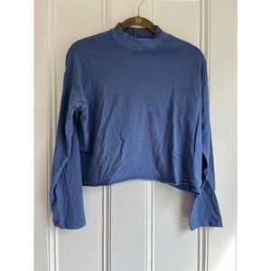 Aerie Blue Long Sleeved Tee Turtleneck Crop XS